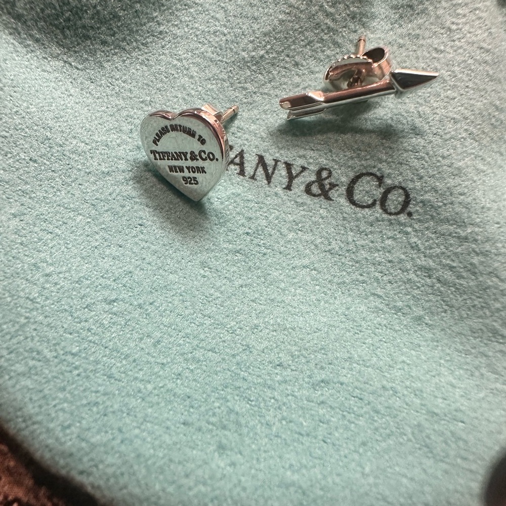 Tiffany & Co. Silver Heart and Arrow stud earrings